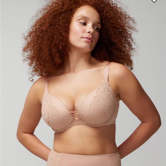 Set of 2 Soma Push-up Plunge Bra with Lace nude and black 38DD